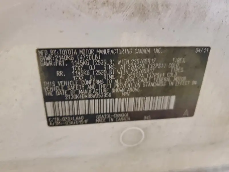 2011 TOYOTA RAV4 LIMITED  