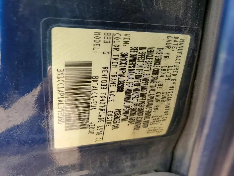 2010 NISSAN VERSA 1.6 BASE  