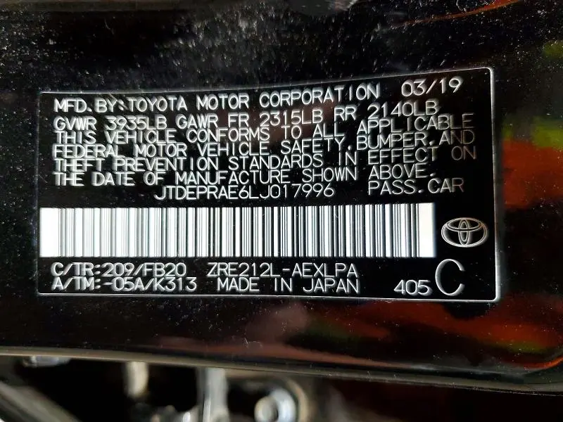 2020 TOYOTA COROLLA LE  