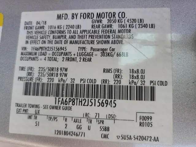 2018 FORD MUSTANG
