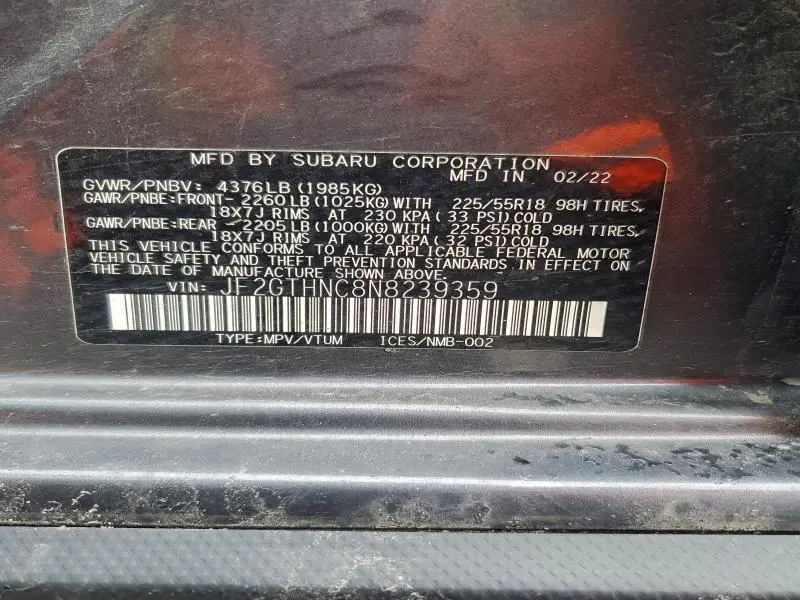 2022 SUBARU CROSSTREK LIMITED  