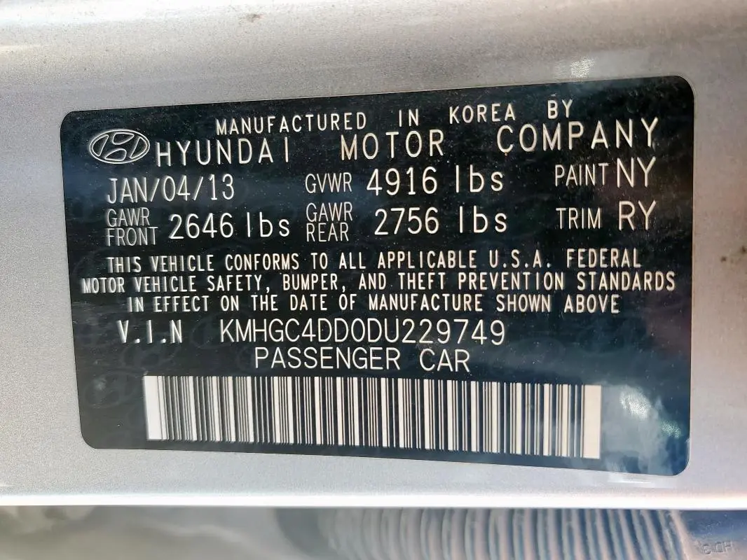 2013 HYUNDAI GENESIS 3.8L  