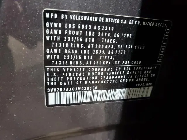 2018 VOLKSWAGEN TIGUAN SE  