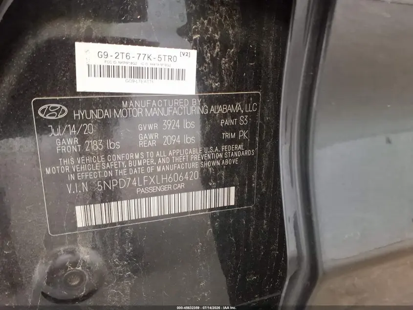 2020 HYUNDAI ELANTRA SE