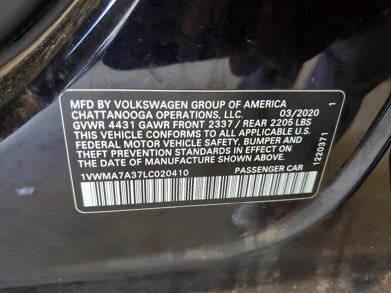 2020 VOLKSWAGEN PASSAT R-LINE  