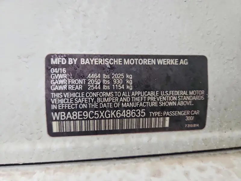 2016 BMW 328 I SULEV  