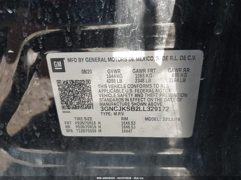 2020 CHEVROLET TRAX FWD LS