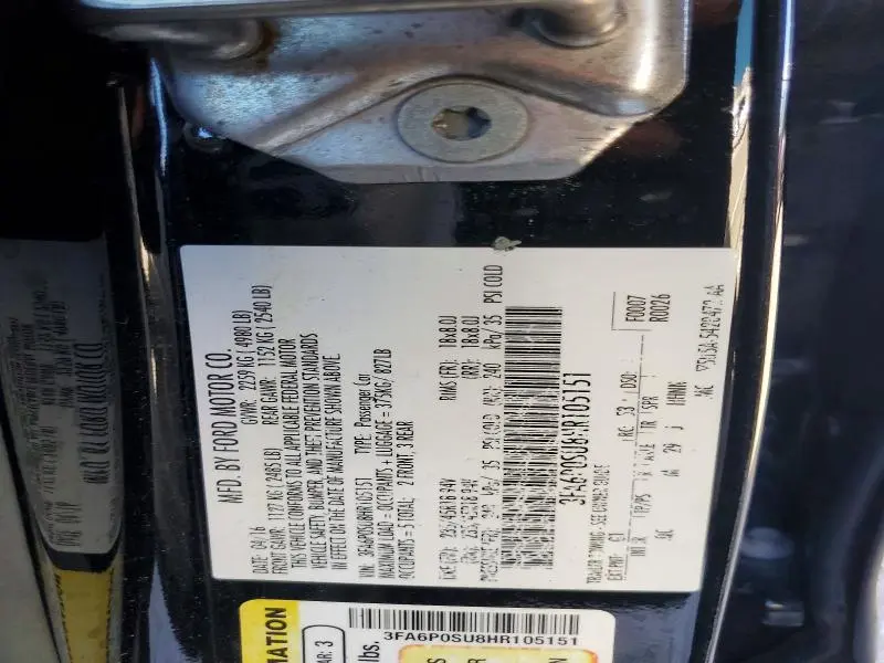 2017 FORD FUSION TITANIUM PHEV  