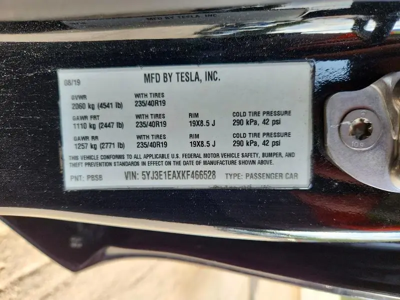 2019 TESLA MODEL 3   