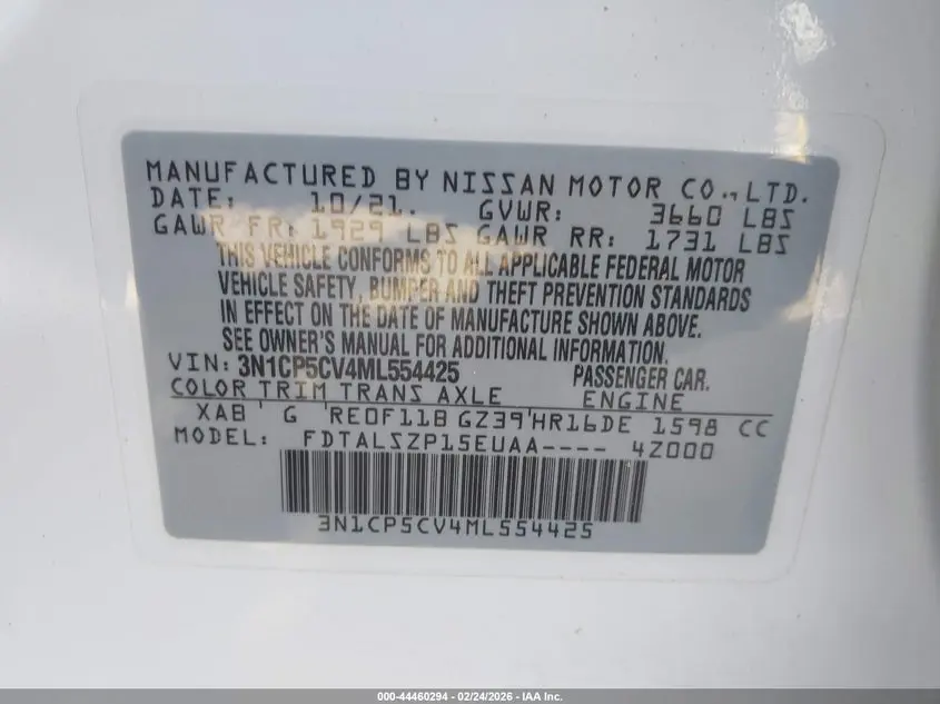 2021 NISSAN KICKS SV XTRONIC CVT