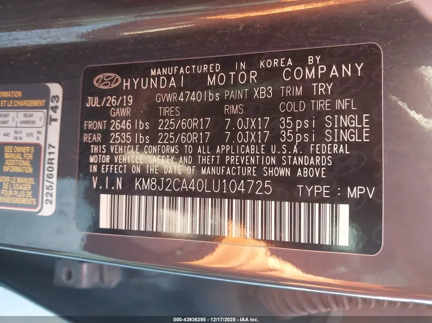 2020 HYUNDAI TUCSON SE