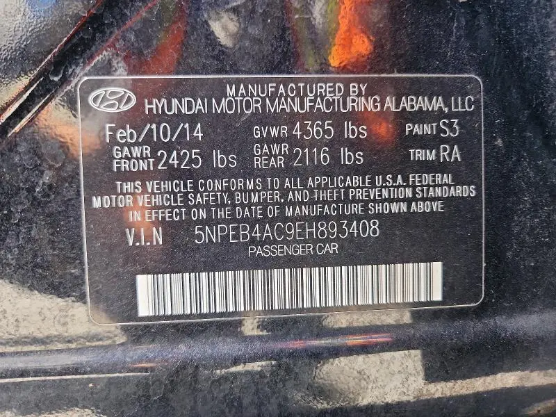 2014 HYUNDAI SONATA GLS  