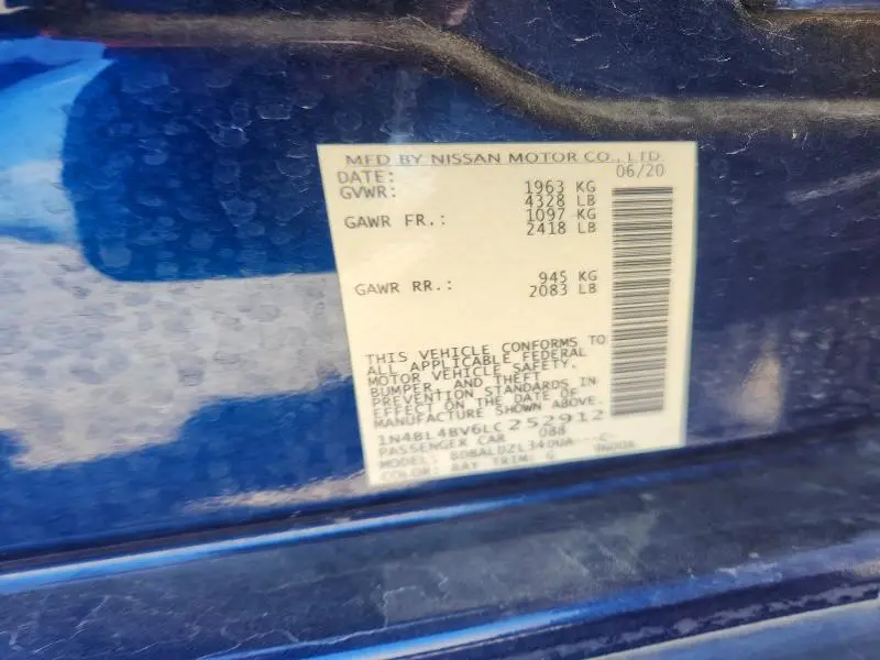2020 NISSAN ALTIMA S  
