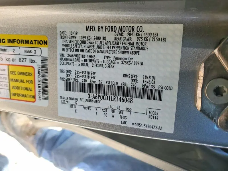 2020 FORD FUSION SEL  