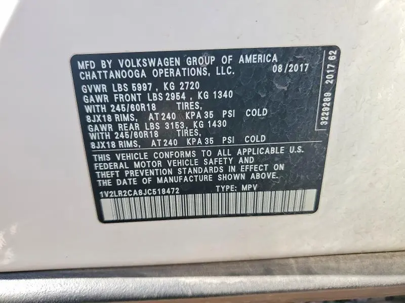 2018 VOLKSWAGEN ATLAS SE  