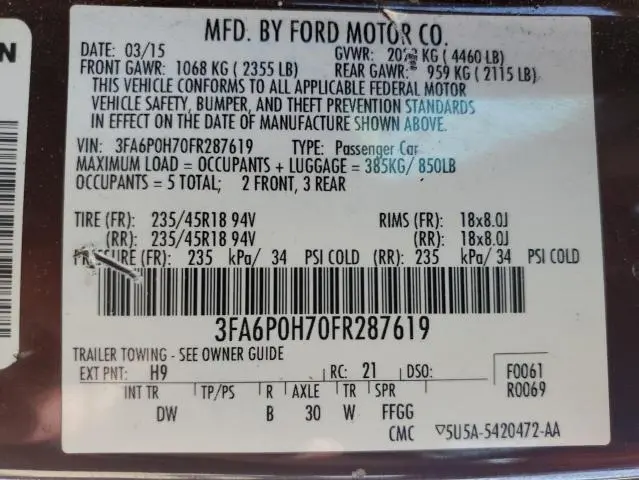 2015 FORD FUSION SE  
