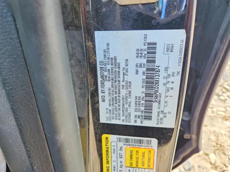 2019 FORD FUSION SEL  