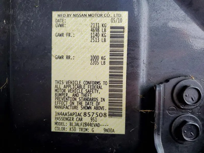 2010 NISSAN MAXIMA 3.5 S  
