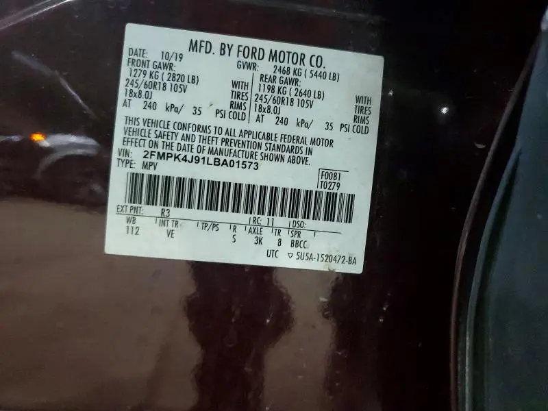 2020 FORD EDGE SEL  