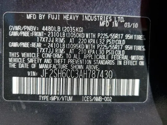 2010 SUBARU FORESTER 2.5X PREMIUM  