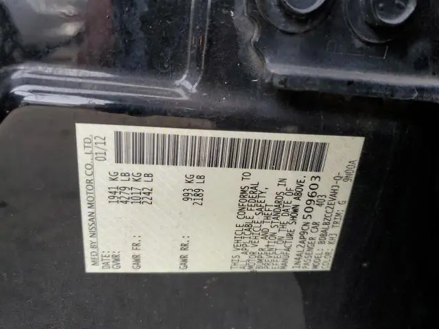 2012 NISSAN ALTIMA BASE  