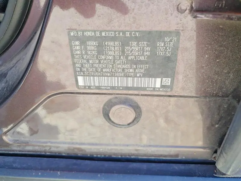 2022 HONDA HR-V EXL  