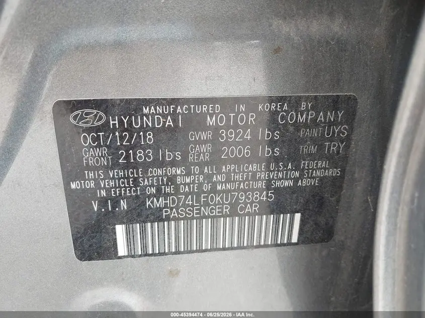 2019 HYUNDAI ELANTRA SE
