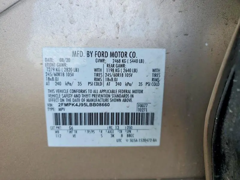 2020 FORD EDGE SEL  