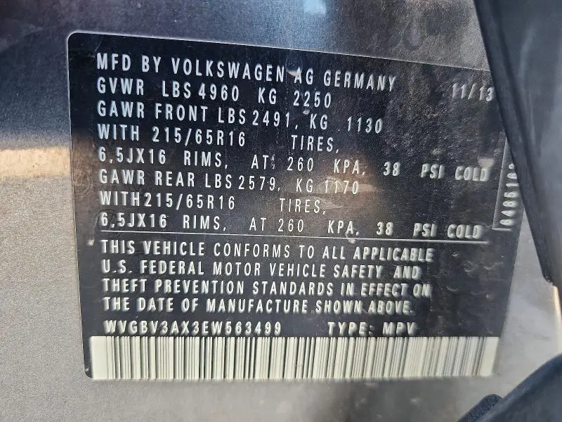 2014 VOLKSWAGEN TIGUAN S  