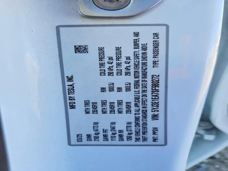 2025 TESLA MODEL 3   