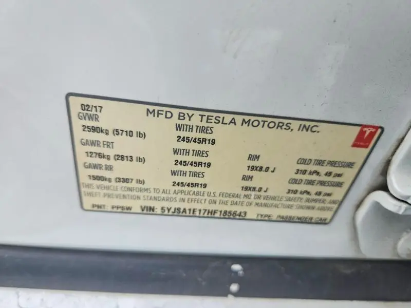 2017 TESLA MODEL S   