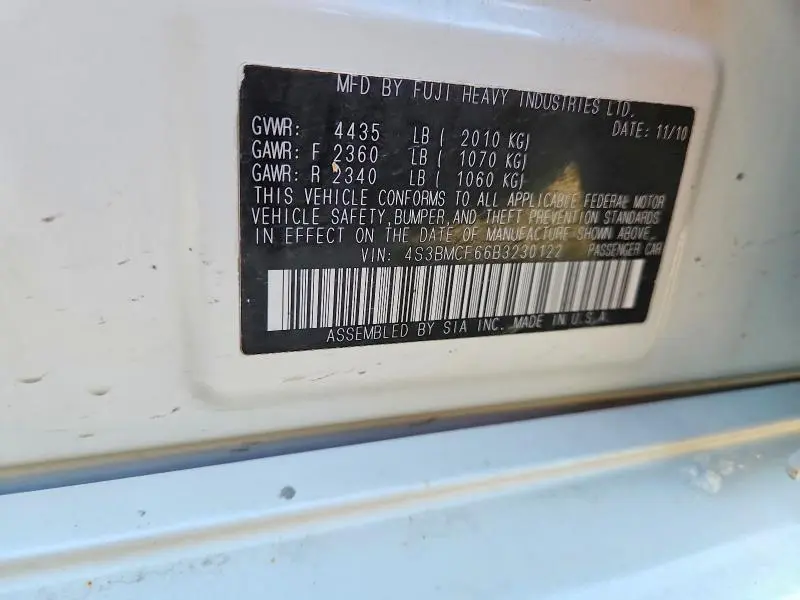 2011 SUBARU LEGACY 2.5I PREMIUM  