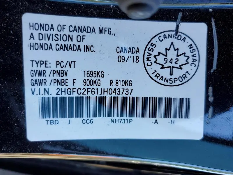 2018 HONDA CIVIC LX  