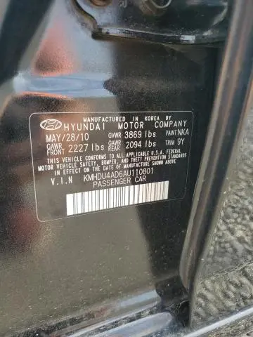 2010 HYUNDAI ELANTRA BLUE  