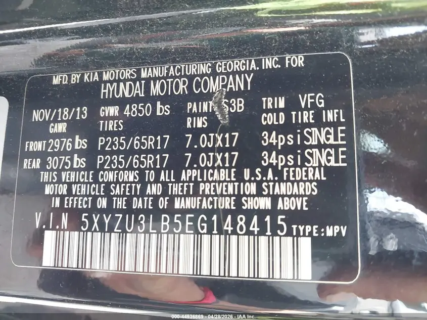 2014 HYUNDAI SANTA FE SPORT 2.4L