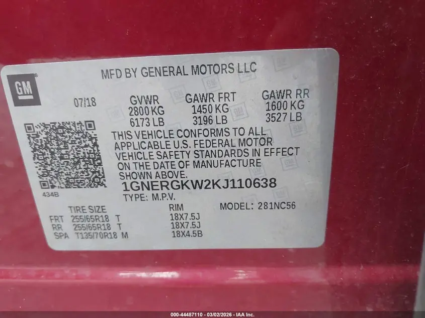 2019 CHEVROLET TRAVERSE 1LT