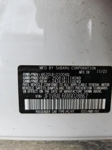 2022 SUBARU WRX LIMITED  