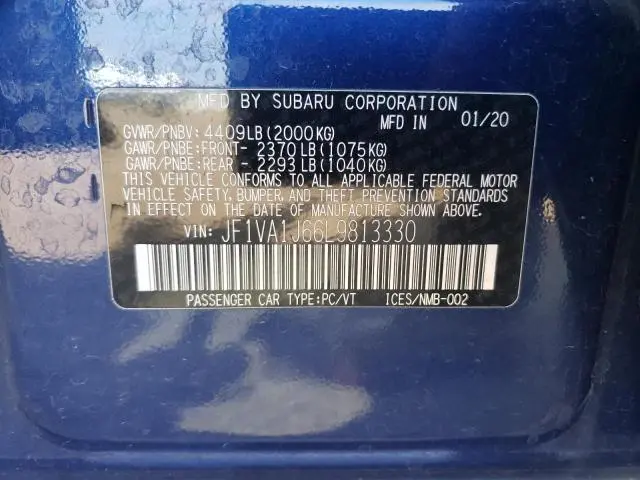 2020 SUBARU WRX LIMITED  