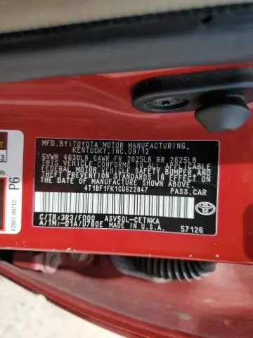 2012 TOYOTA CAMRY BASE  