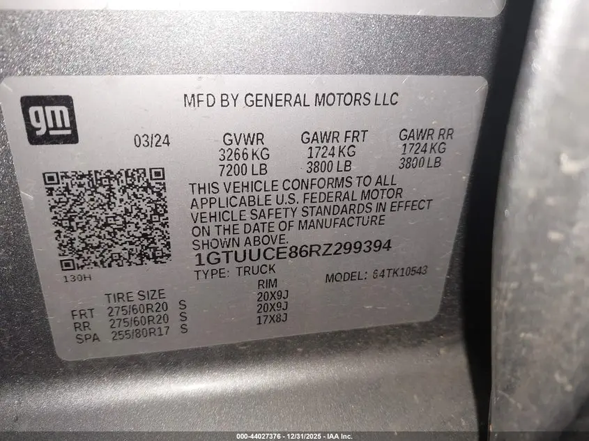 2024 GMC SIERRA 1500 4WD  SHORT BOX ELEVATION WITH 3SB