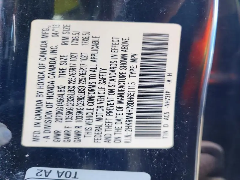2013 HONDA CR-V EXL  