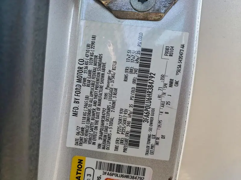 2017 FORD FUSION SE HYBRID  