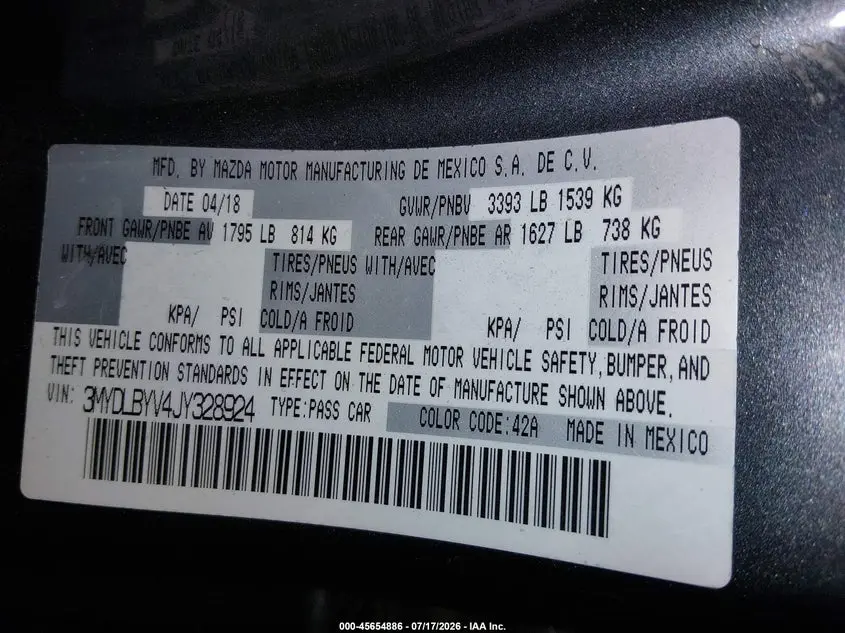 2018 TOYOTA YARIS IA  