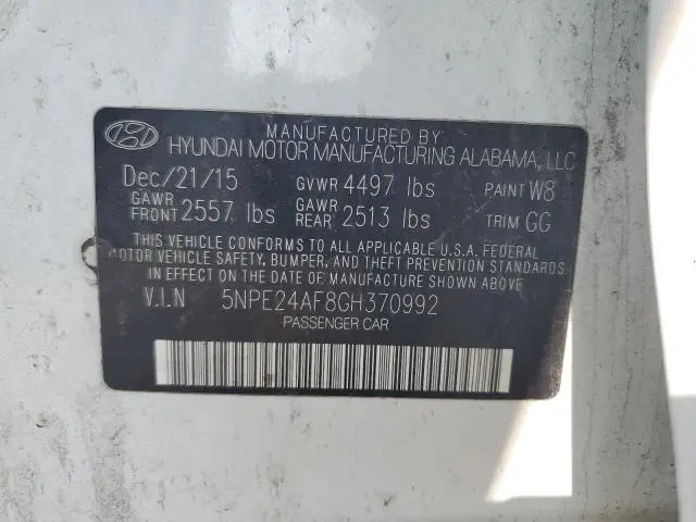 2016 HYUNDAI SONATA SE  
