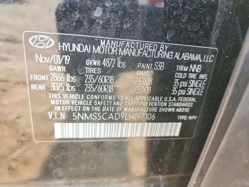 2020 HYUNDAI SANTA FE LIMITED  