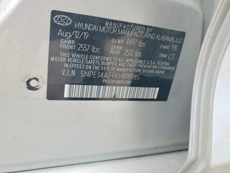 2019 HYUNDAI SONATA SPORT  