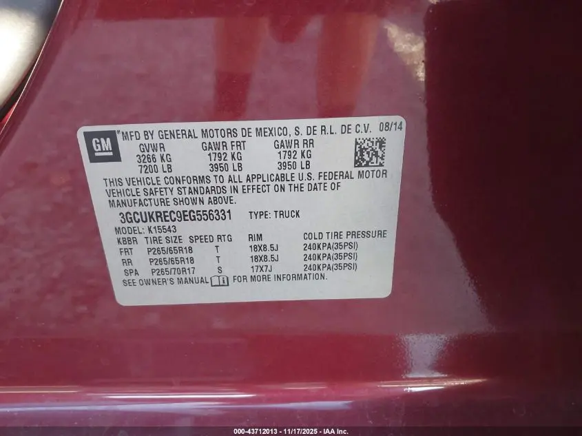 2014 CHEVROLET SILVERADO 1500 2LT