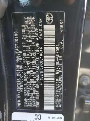 2019 TOYOTA AVALON XLE  