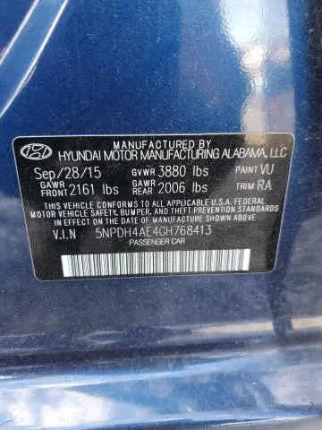 2016 HYUNDAI ELANTRA SE  