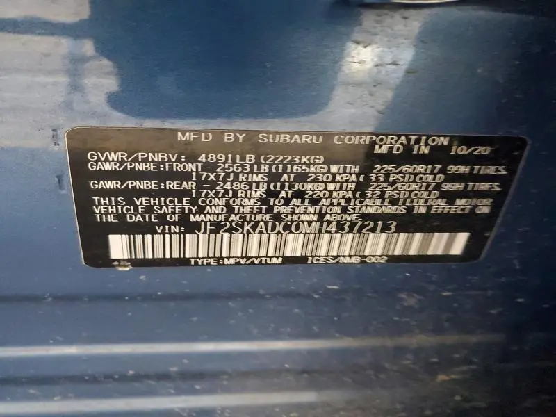 2021 SUBARU FORESTER   